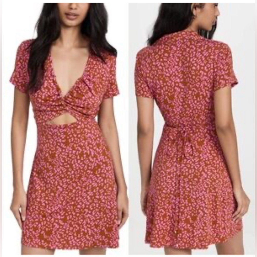 Free people Maeve Pink and Brown Floral Mini Dress